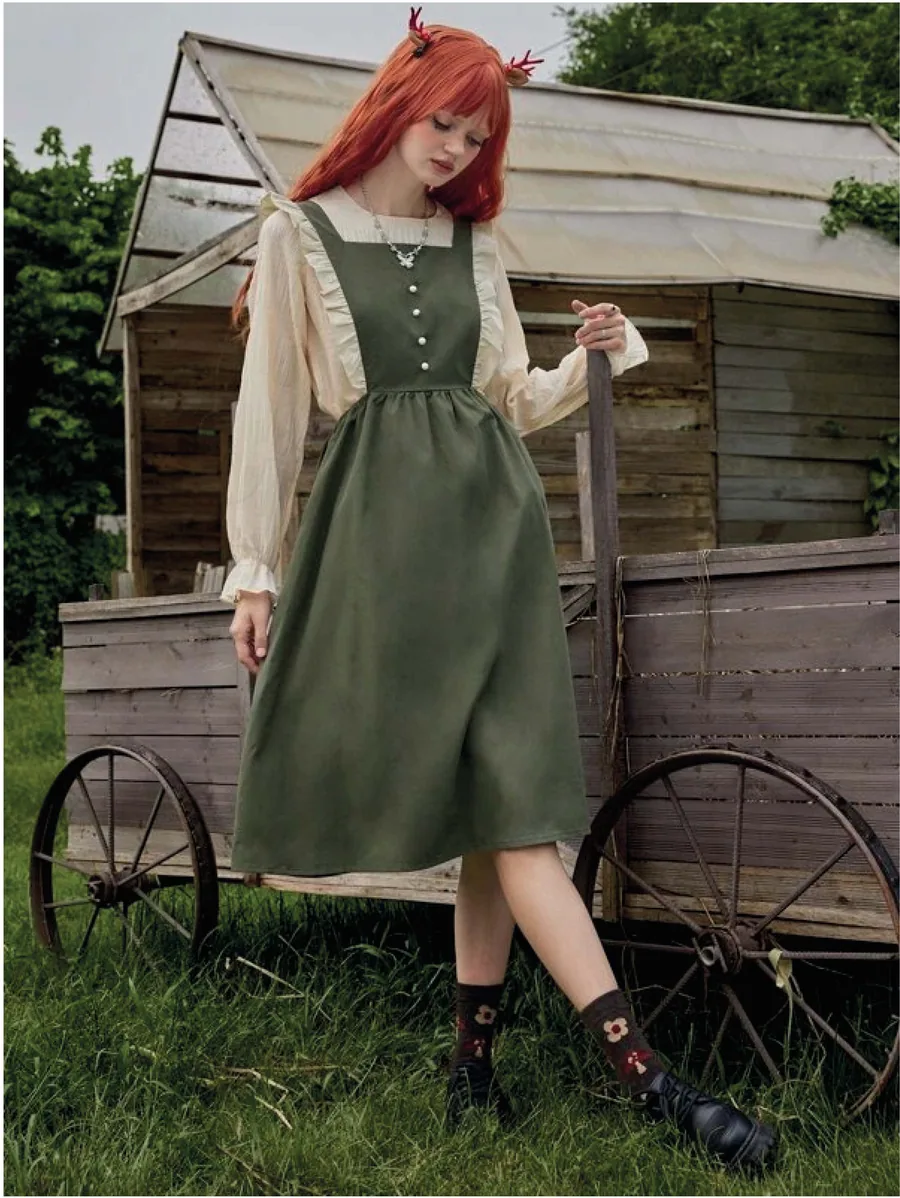Apron Dress PDF sewing pattern: ruffled apron pinafore, back view
