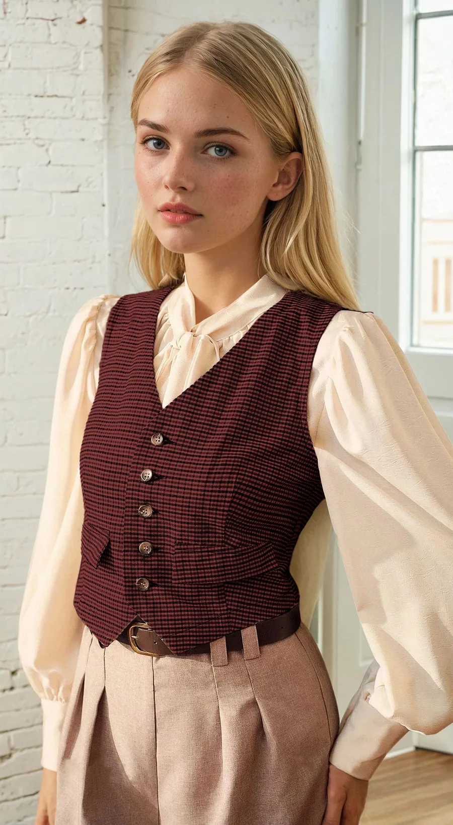 Avril Vest PDF sewing pattern: corduroy waistcoat with welt pockets, view 3 of 3