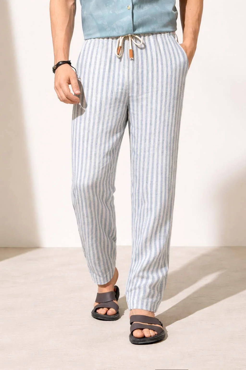 Bali Pants PDF sewing pattern: drawcord linen trousers, back view