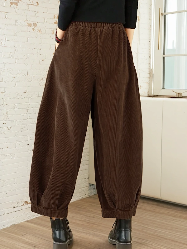 Balloon Pants PDF sewing pattern: balloon leg corduroy trousers, back view
