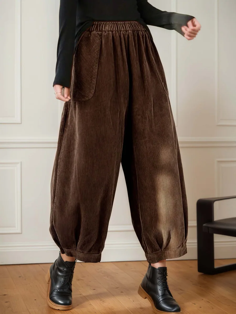 Balloon Pants PDF sewing pattern: balloon leg corduroy trousers, view 3 of 3
