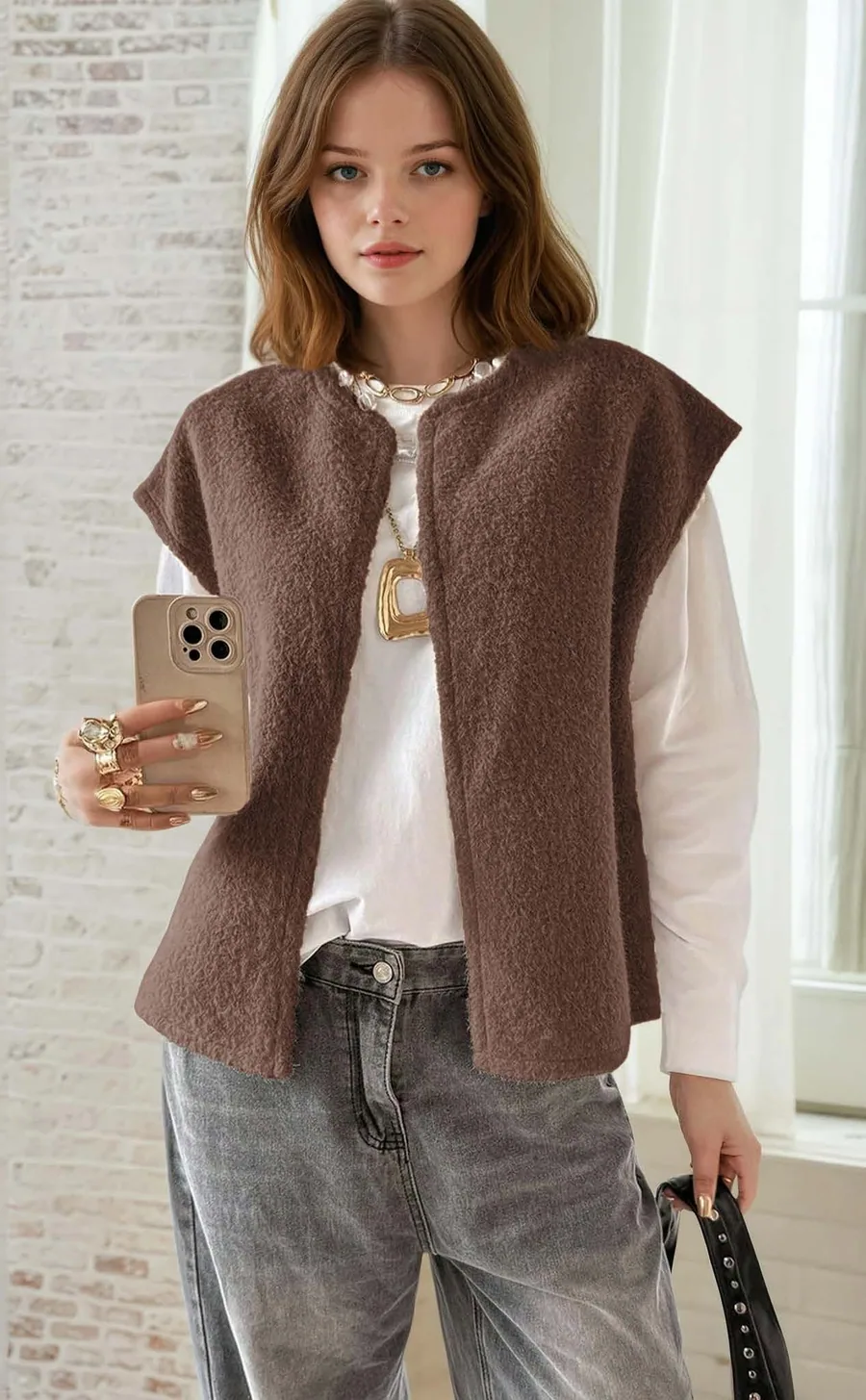 Betsy Vest PDF sewing pattern: open front boucle gilet, view 3 of 3