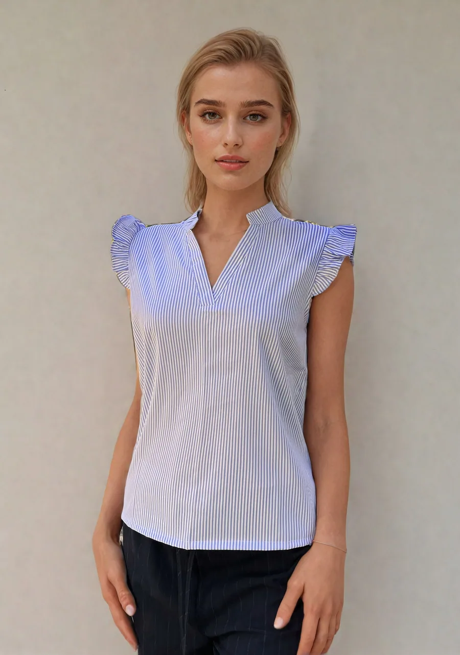 Blouse PDF sewing pattern: ruffle-shoulder blouse, view 3 of 3