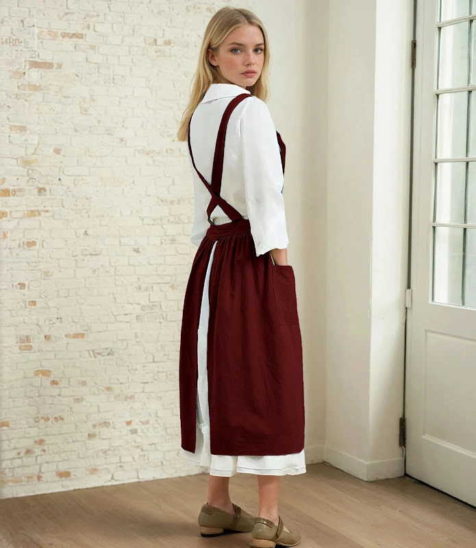 Bonnie Apron PDF sewing pattern: tie-waist pinafore apron, back view