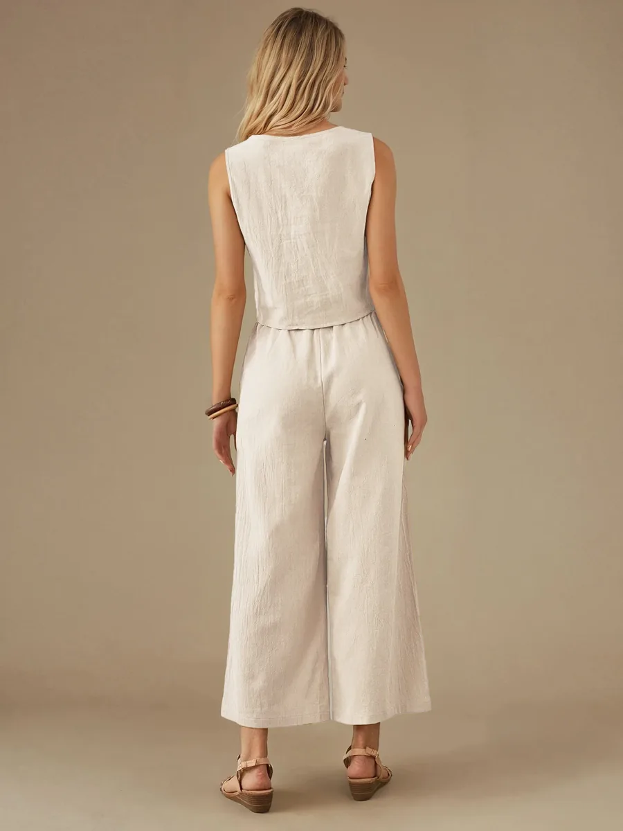 Capri Pants PDF sewing pattern: cropped wide-leg trousers, back view