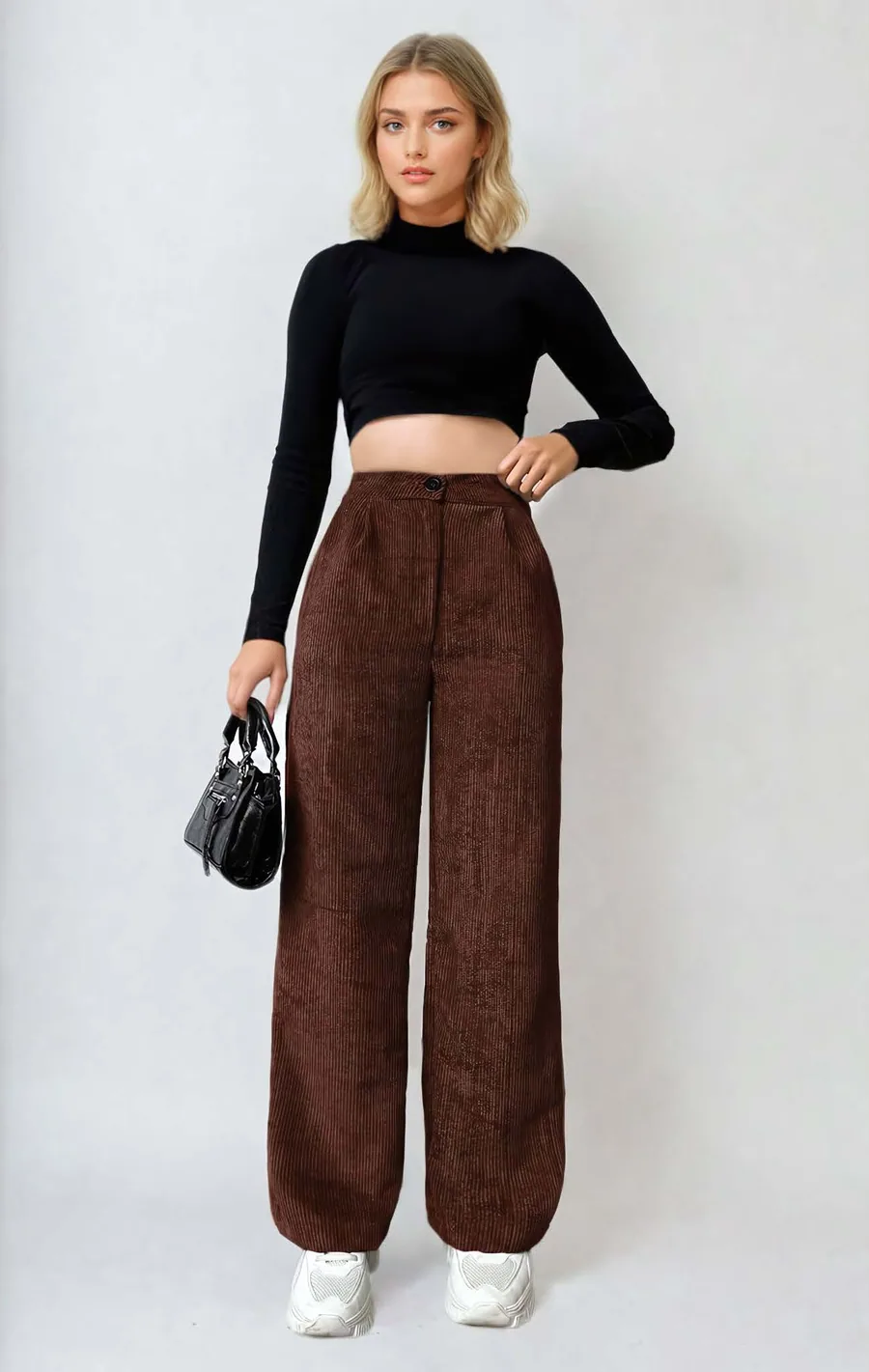 Casual Pants PDF sewing pattern: pleated corduroy trousers, view 3 of 3