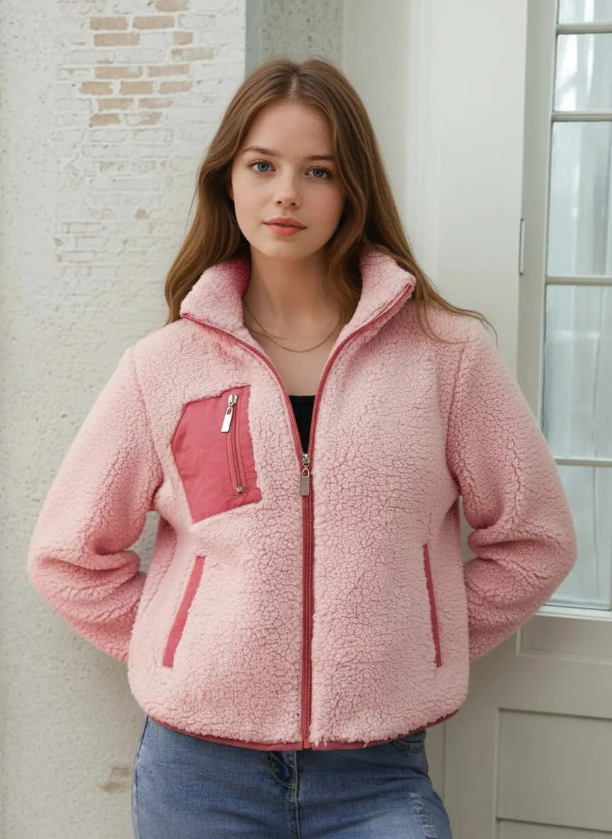 Cathy Jacket PDF sewing pattern: sherpa zip jacket with welt pockets, view 3 of 3