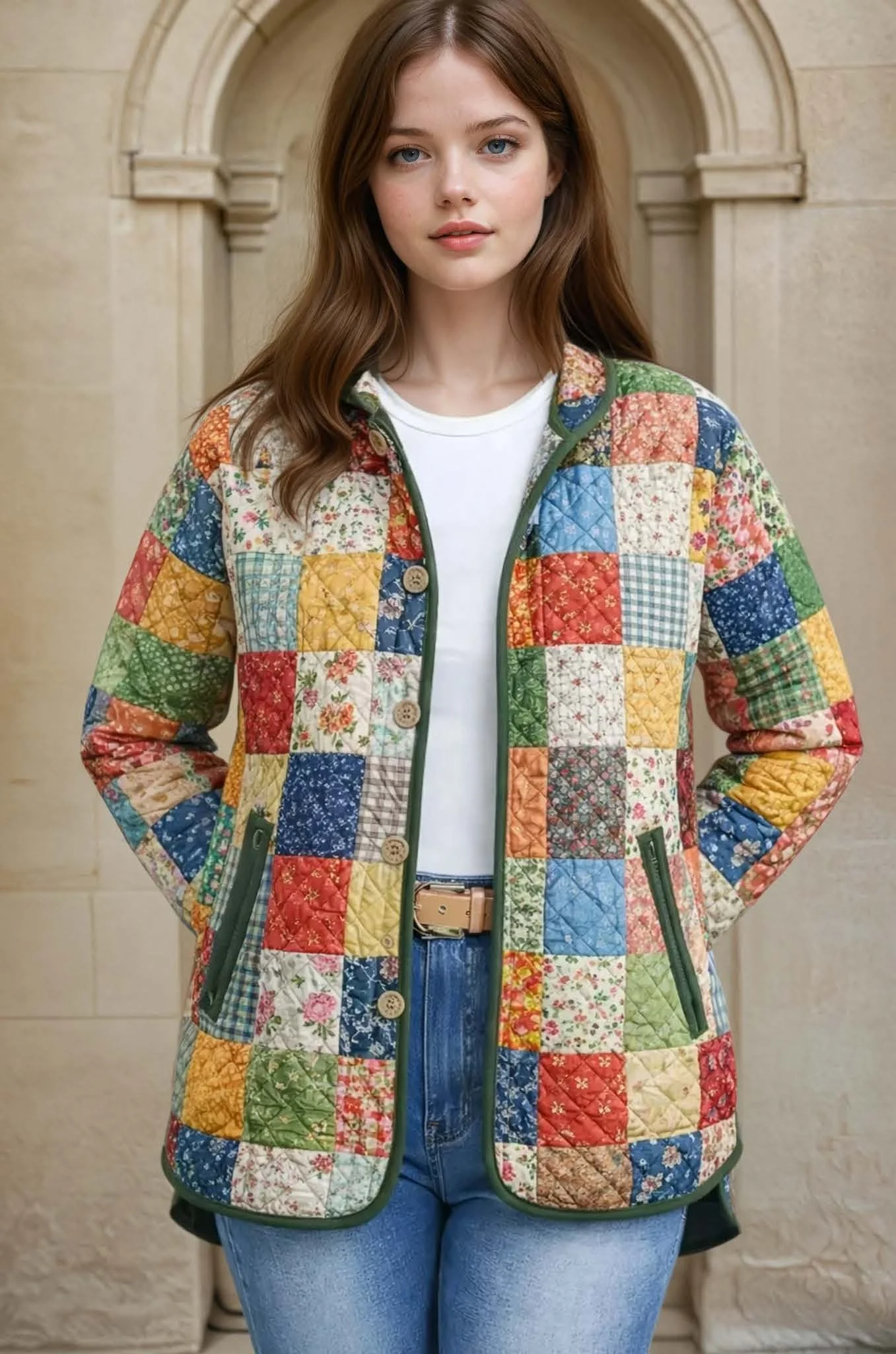 Charlotte Coat PDF sewing pattern: patchwork quilted jacket, back view