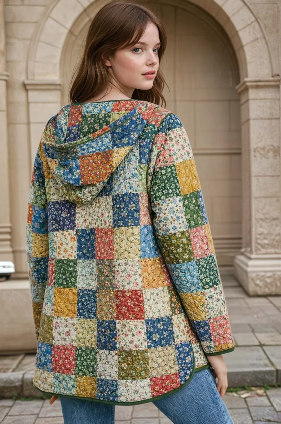 Charlotte Coat PDF sewing pattern: patchwork quilted jacket, view 3 of 3