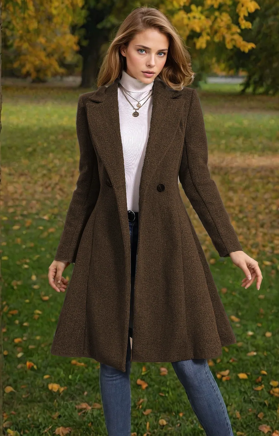 Coat PDF sewing pattern: flared wool coat, view 3 of 3