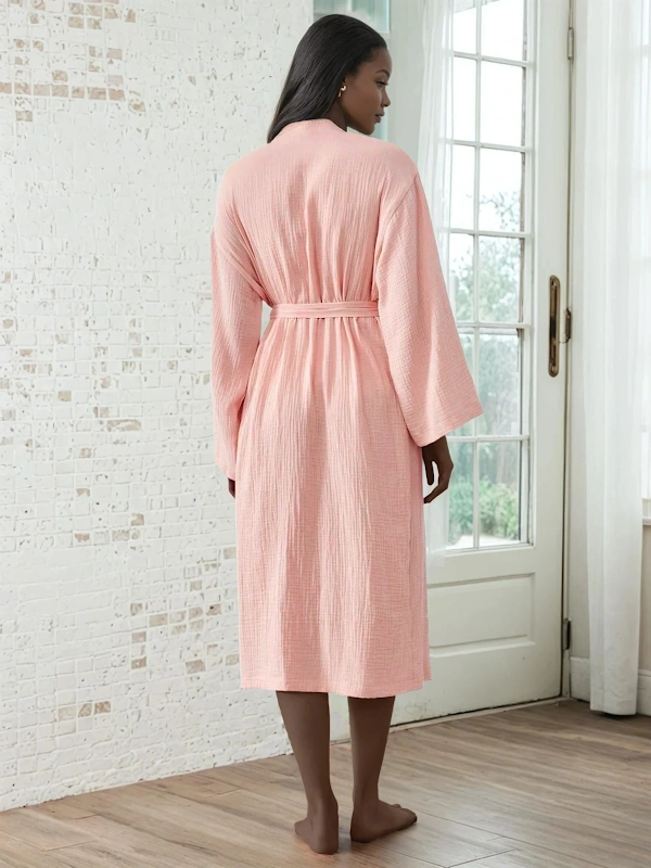 Comfy Robe PDF sewing pattern: lapel collar cotton robe, back view