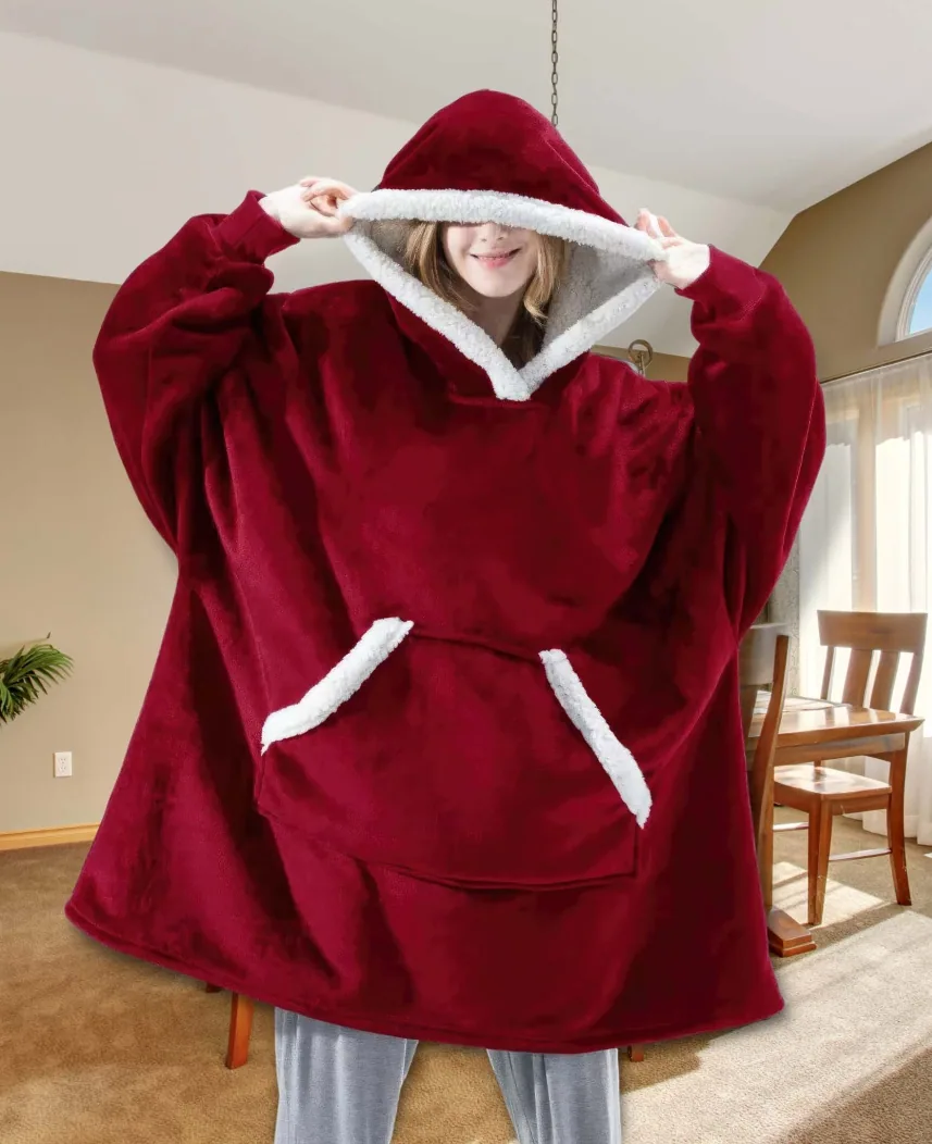 Cozy Hoodie PDF sewing pattern: oversized hooded blanket top, back view