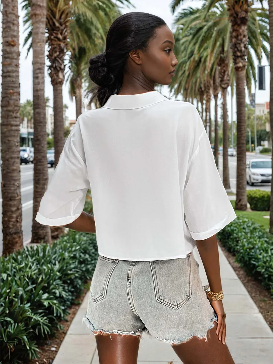 Cropped Shirt PDF sewing pattern: cropped boxy shirt, back view