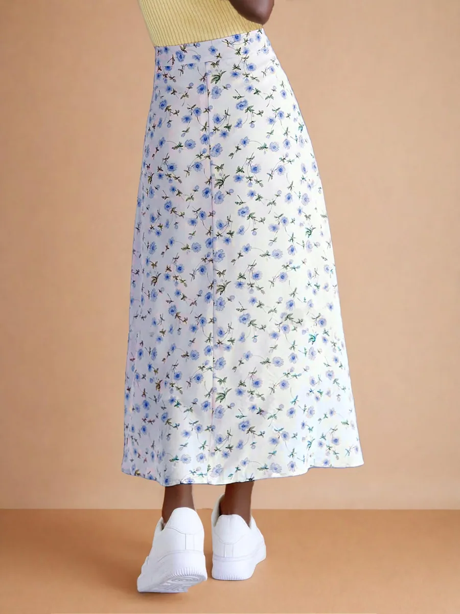 Daisy Skirt PDF sewing pattern: bias midi skirt, back view