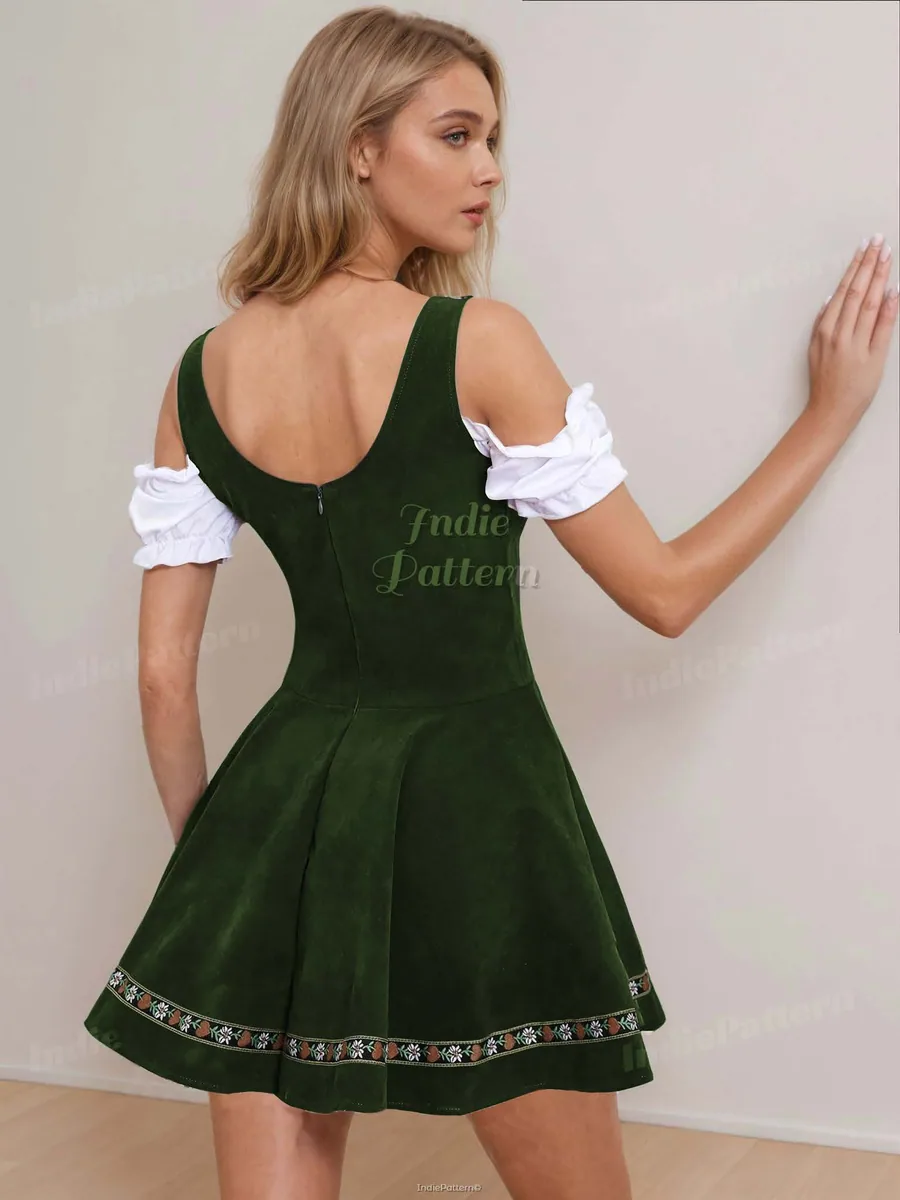 Dirndl Dress PDF sewing pattern: laced dirndl dress, back view