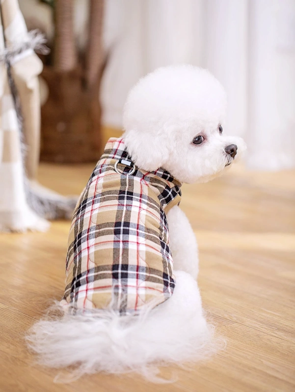 Dog Coat PDF sewing pattern: lined plaid dog coat, back view