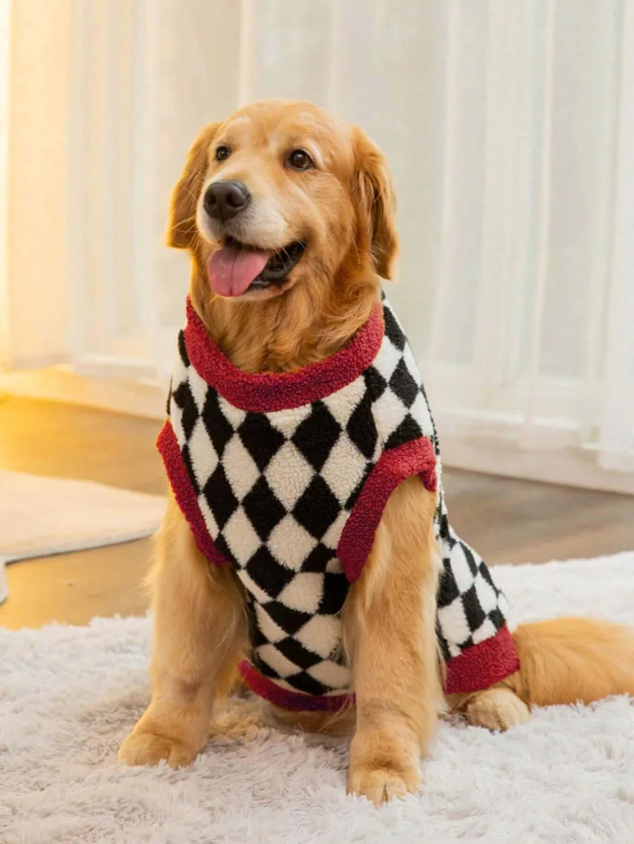 Dog Sweater PDF sewing pattern: checked fleece dog sweater, view 3 of 3