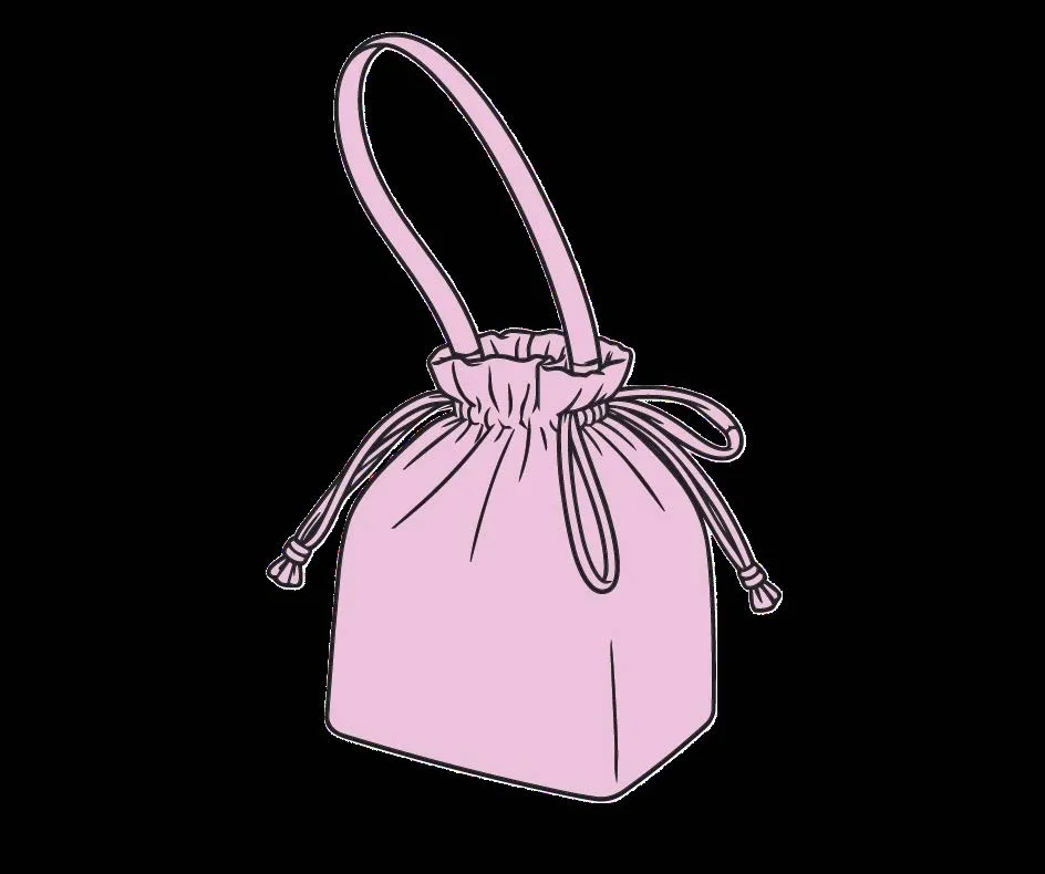 Drawstring Bag PDF sewing pattern: drawstring bucket bag, back view