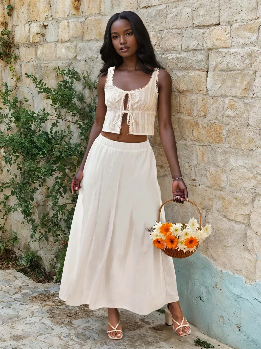 Easy Skirt PDF sewing pattern: elastic waist a-line midi, view 3 of 3