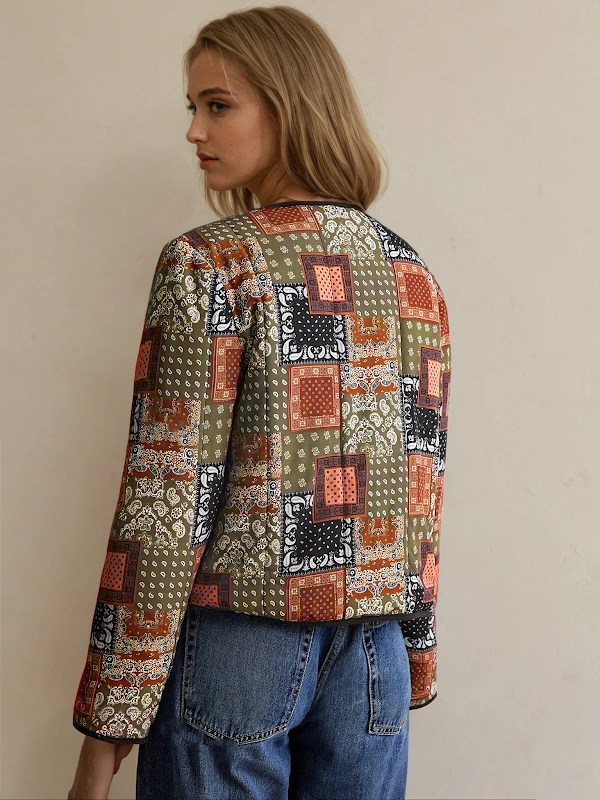 Elise Jacket PDF sewing pattern: tie-front quilted jacket, back view
