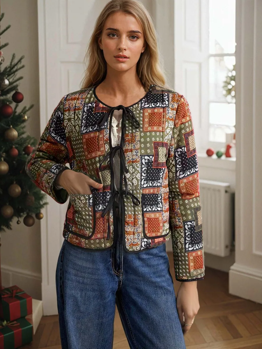Elise Jacket PDF sewing pattern: tie-front quilted jacket, view 3 of 3