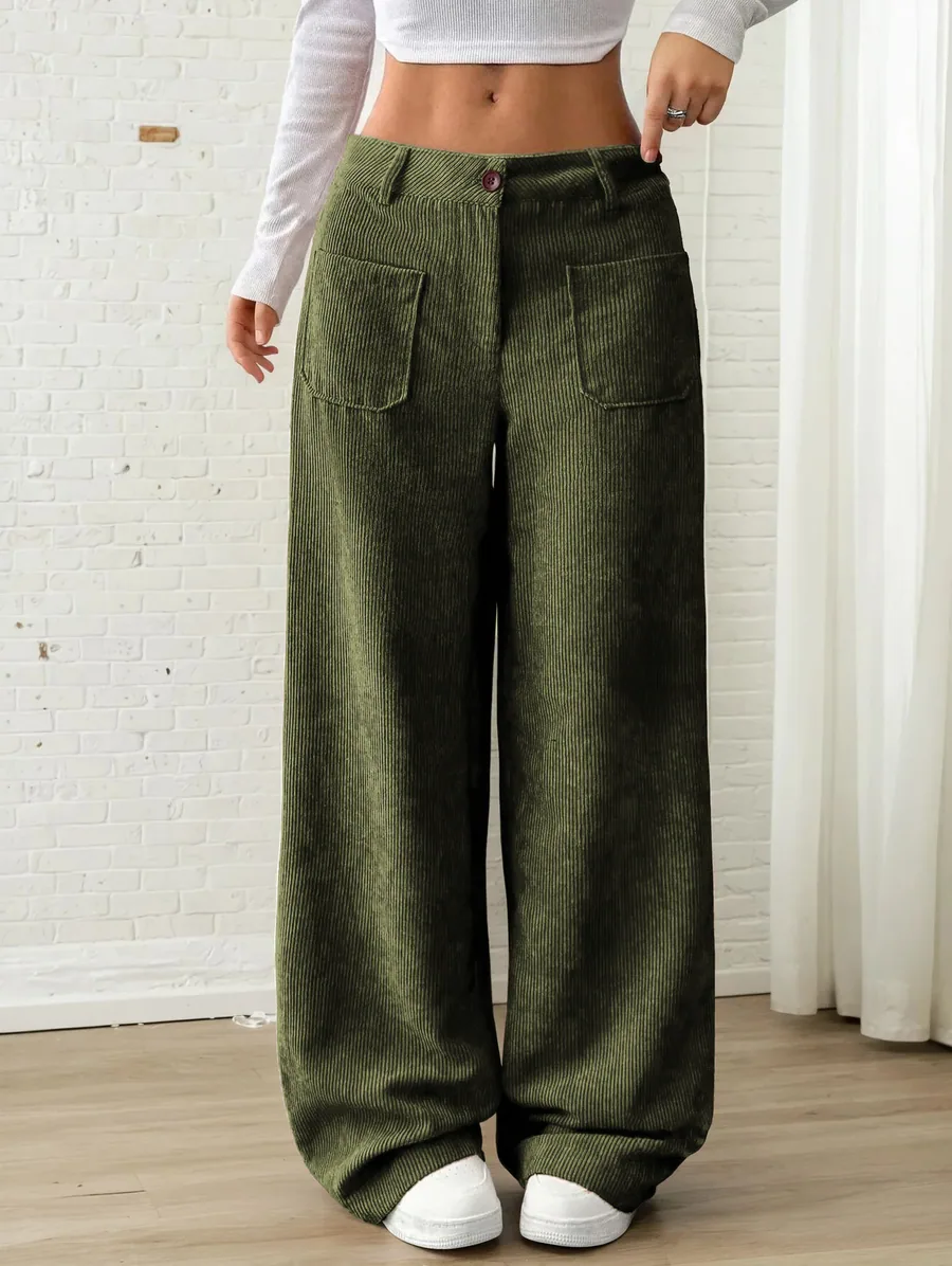 Ellen Pants PDF sewing pattern: patch pocket corduroy trousers, view 3 of 3