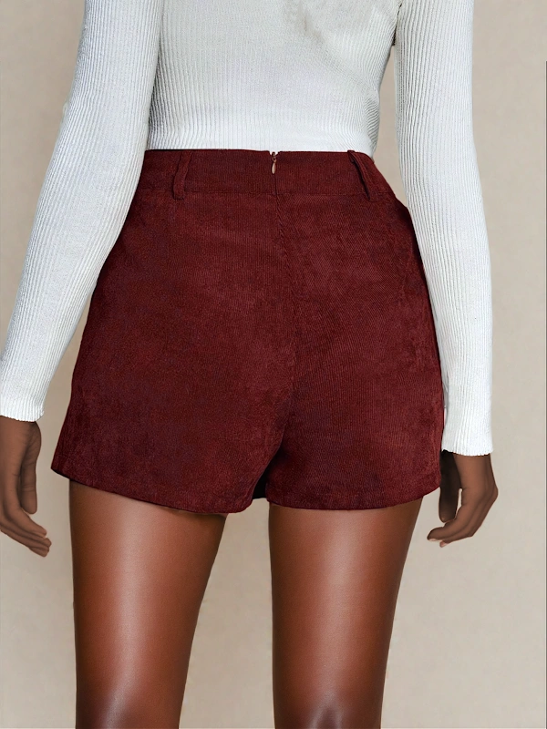 Ellie Skort PDF sewing pattern: wrap-front suede skort, back view
