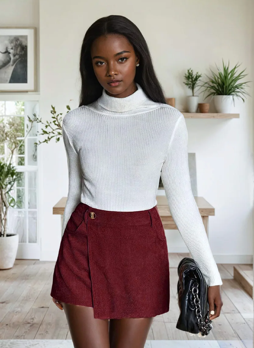 Ellie Skort PDF sewing pattern: wrap-front suede skort, view 3 of 3