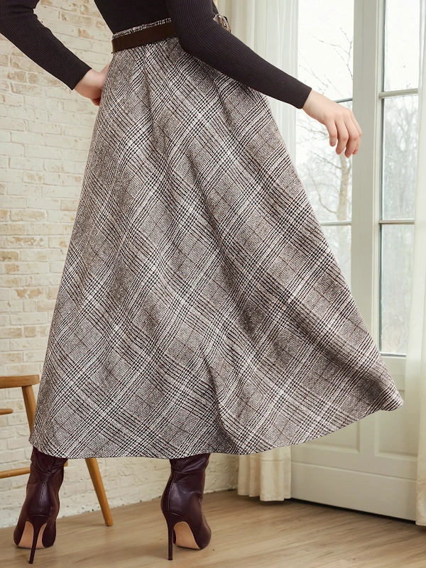 Elsie Skirt PDF sewing pattern: belted a-line midi skirt, back view