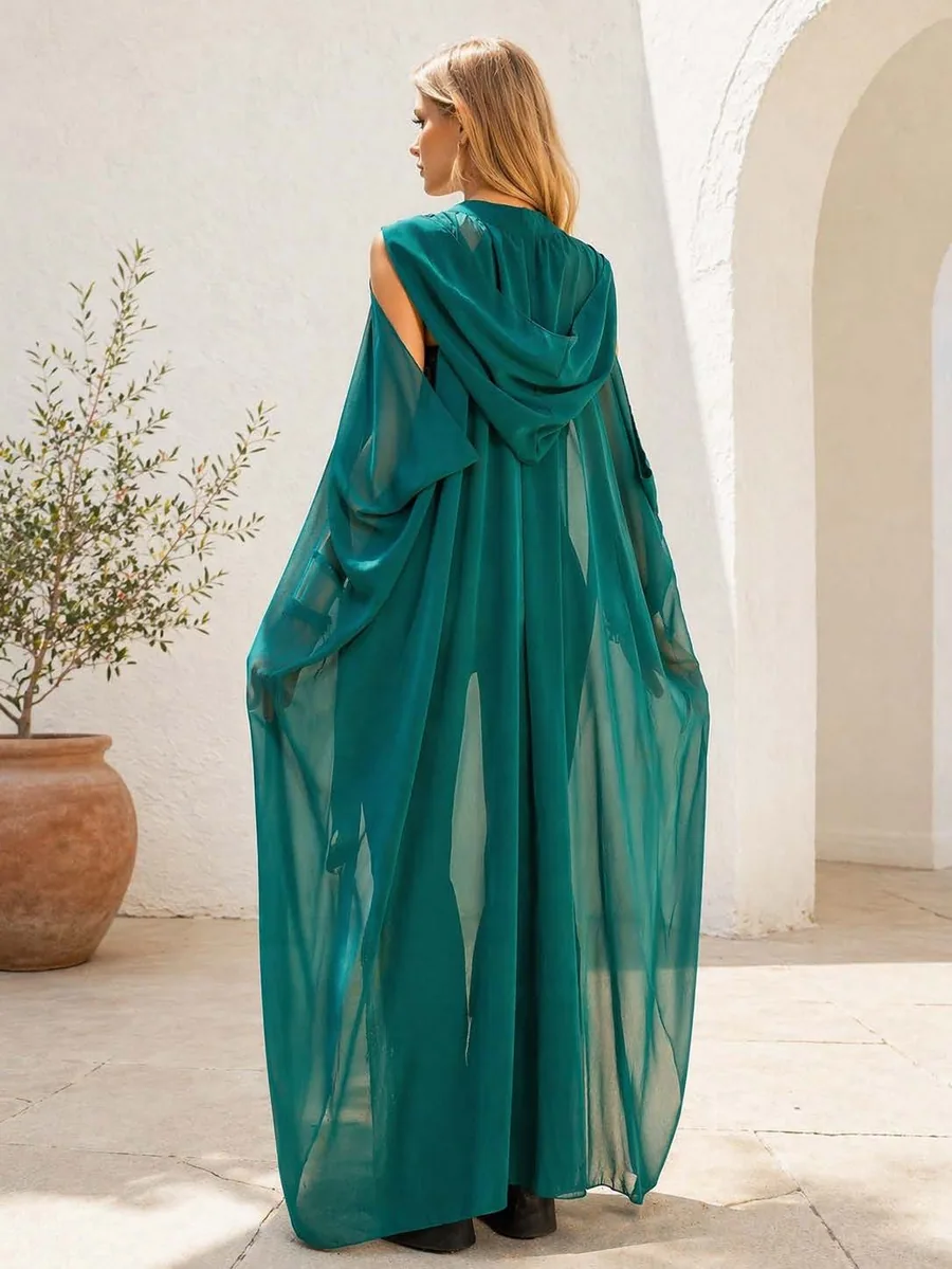 Elven Cape PDF sewing pattern: hooded floor-length cloak, back view