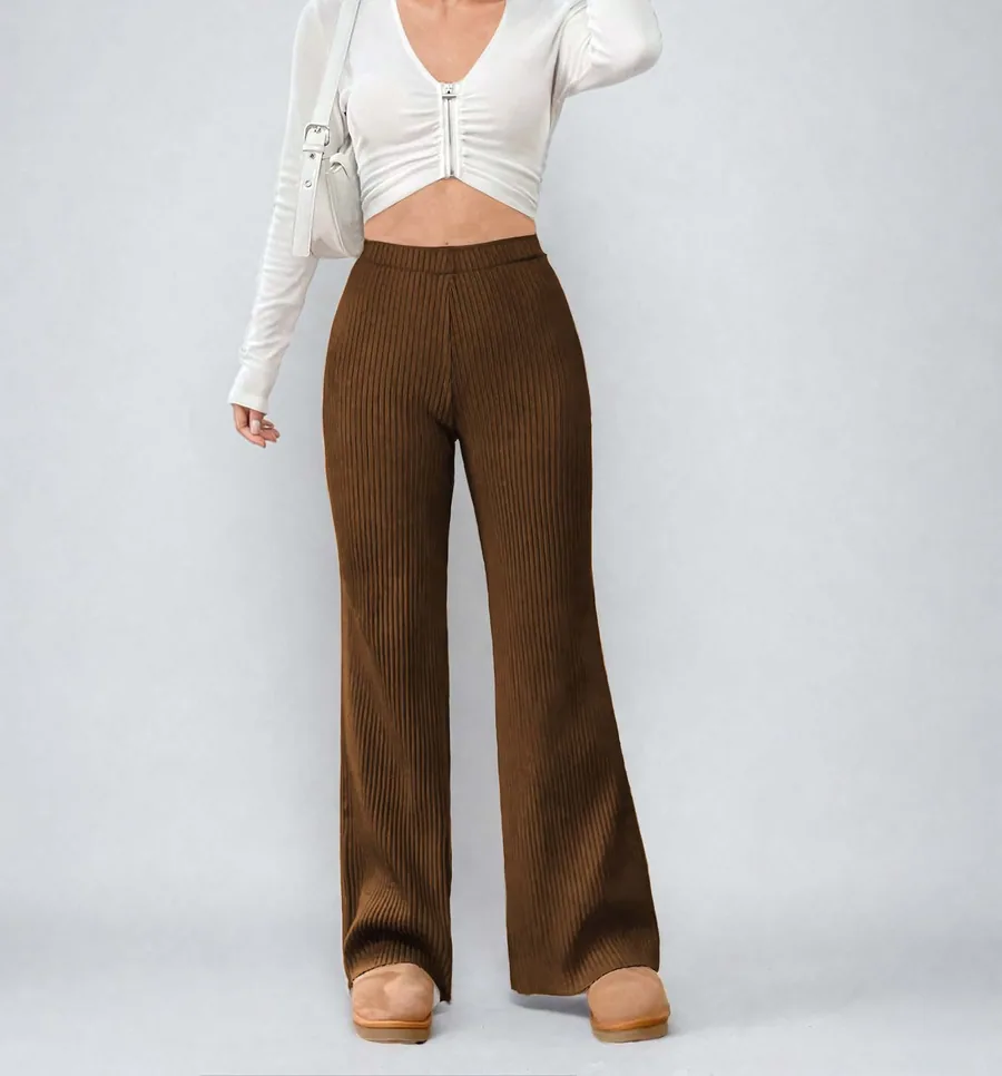 Flare Pants PDF sewing pattern: ribbed flare trousers, view 3 of 3