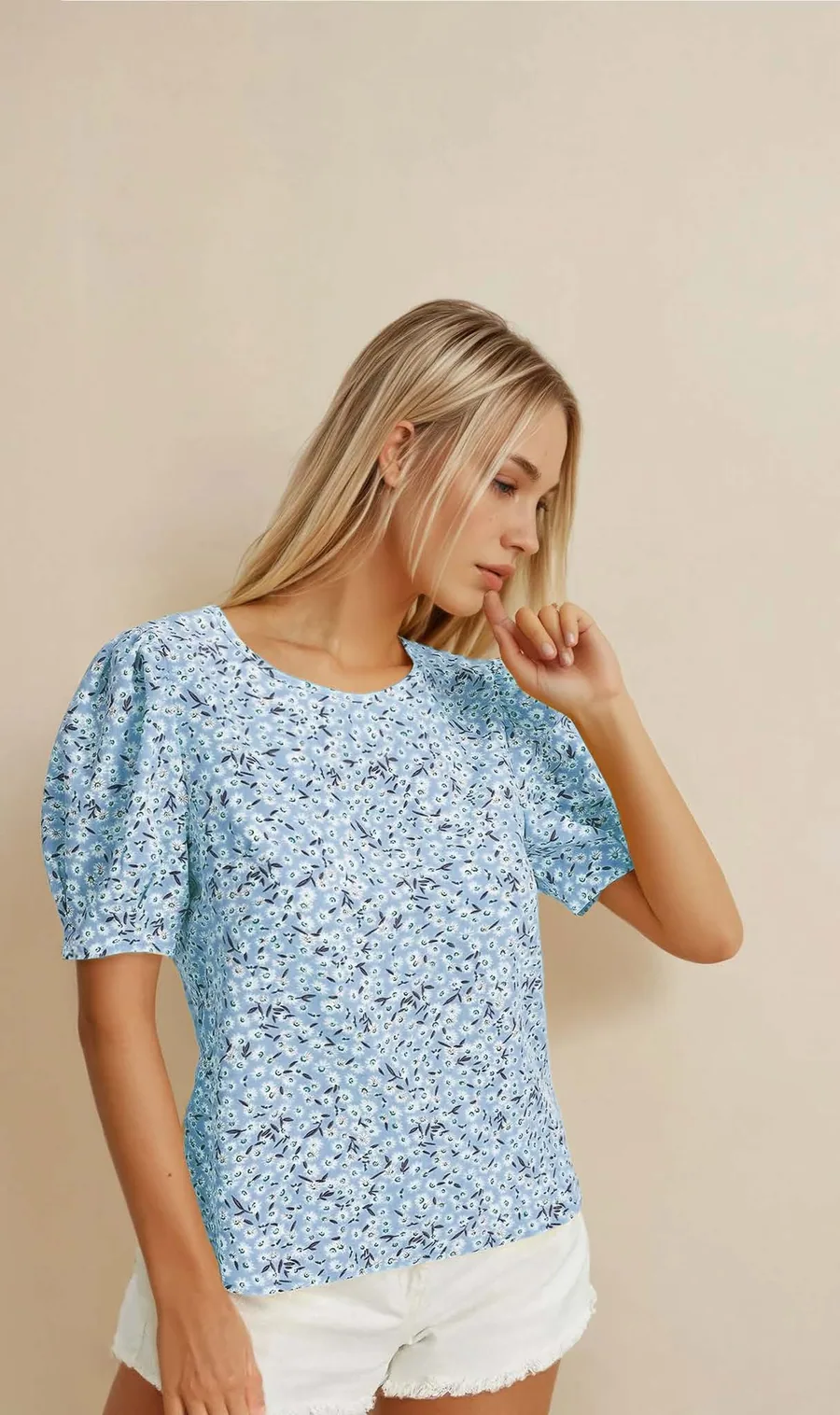 Grace Blouse PDF sewing pattern: puff sleeve floral blouse, view 3 of 3