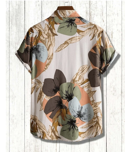 Hawaiian Shirt PDF sewing pattern: printed camp shirt, back view