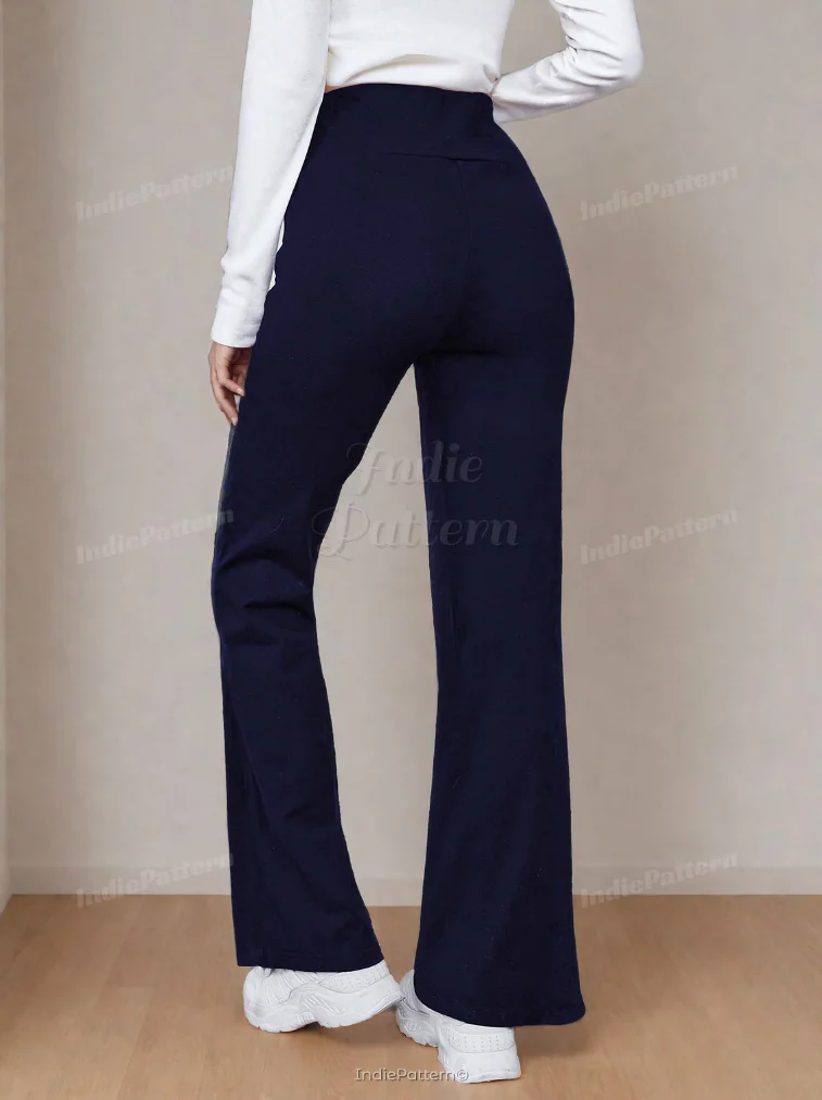 High Waist Pants PDF sewing pattern: high-waisted flare trousers, back view