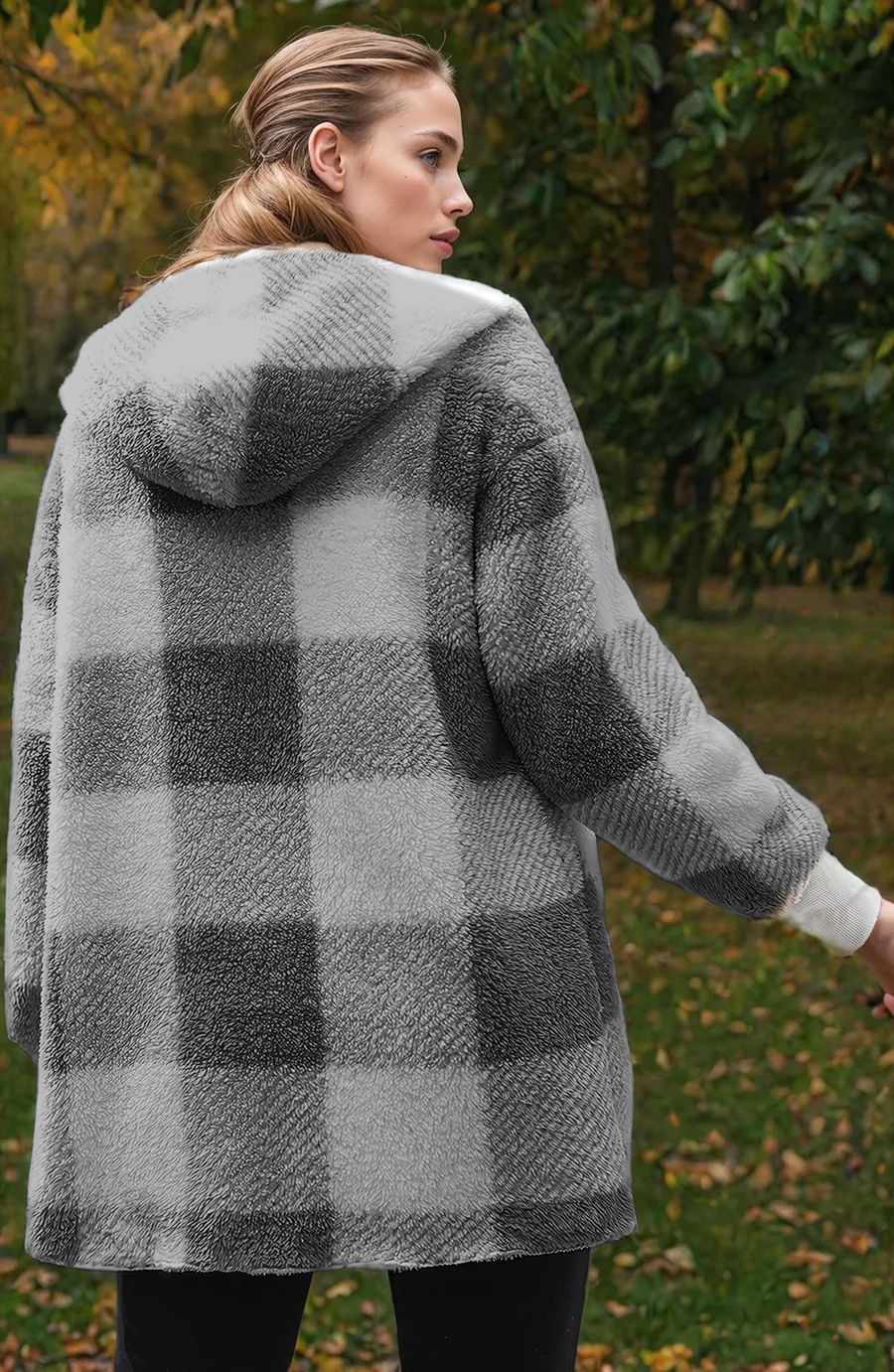 Hooded Coat PDF sewing pattern: hooded sherpa coat, back view