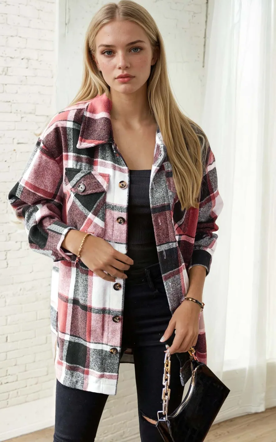 Jacket PDF sewing pattern: plaid shacket, view 3 of 3