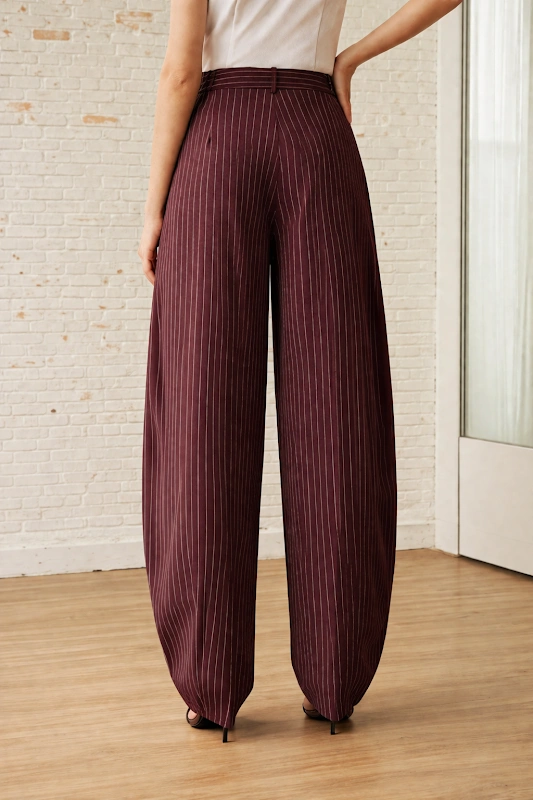 Judy Pants PDF sewing pattern: pleated wide-leg trousers, back view