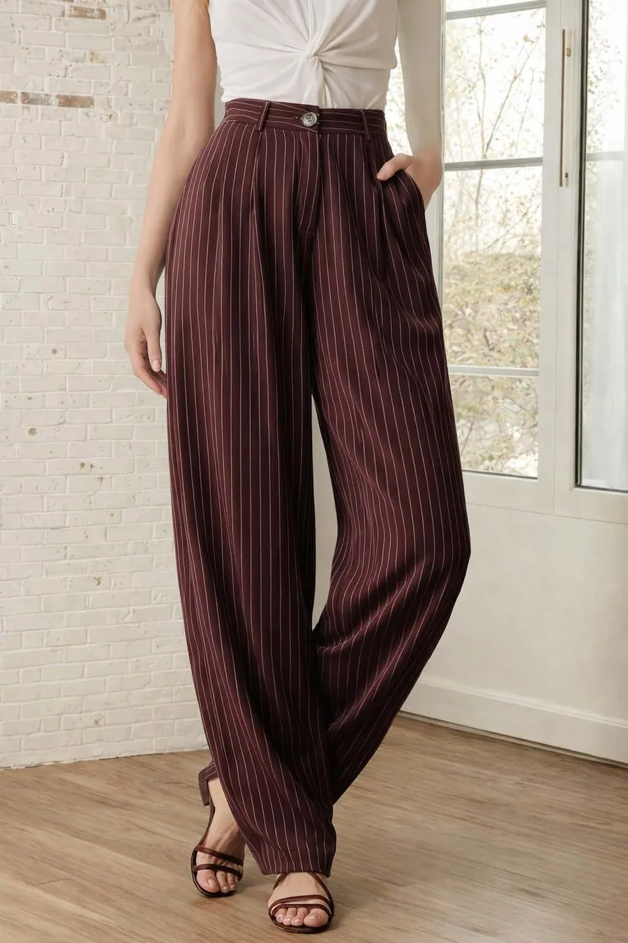 Judy Pants PDF sewing pattern: pleated wide-leg trousers, view 3 of 3