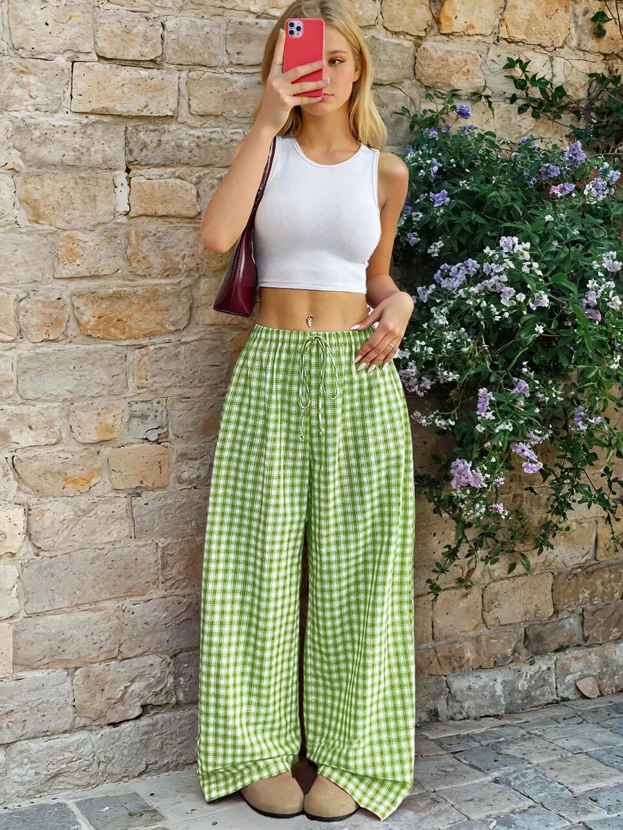 June Pants PDF sewing pattern: tie-front check trousers, view 3 of 3
