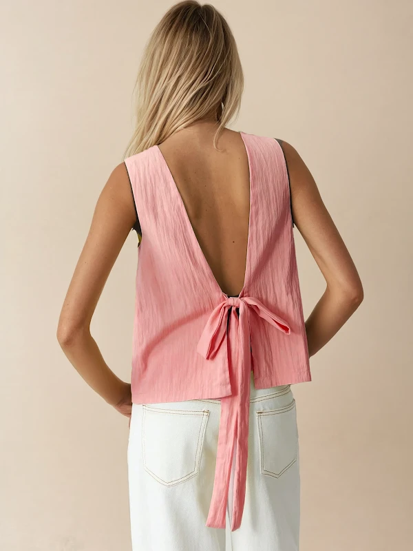 Lara Top PDF sewing pattern: lined sleeveless top, back view