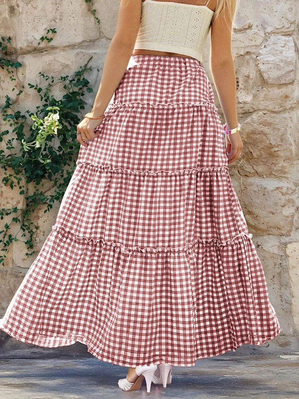 Laura Skirt PDF sewing pattern: frilled tiered maxi skirt, back view
