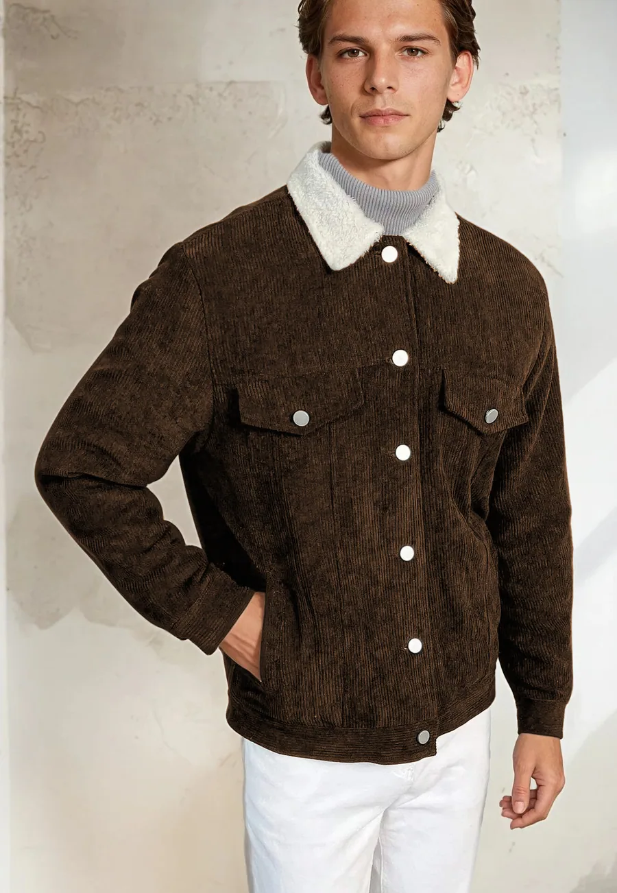 Liam Jacket PDF sewing pattern: sherpa collar corduroy jacket, view 3 of 3