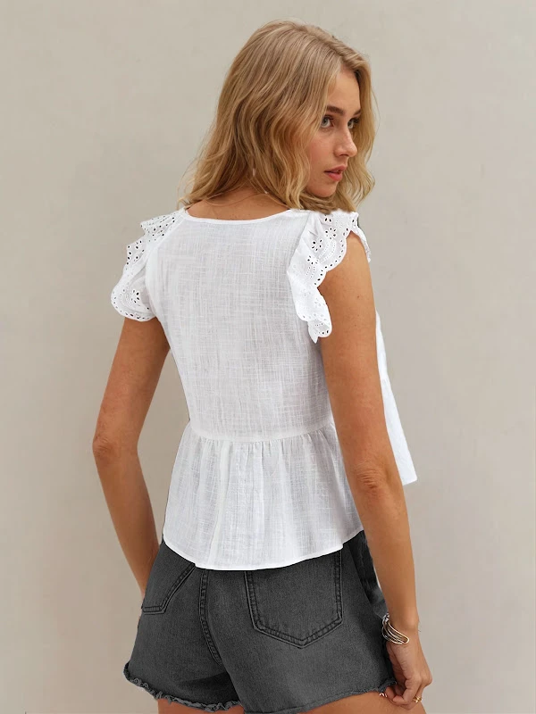 Lily Top PDF sewing pattern: ruffle sleeve peplum top, back view