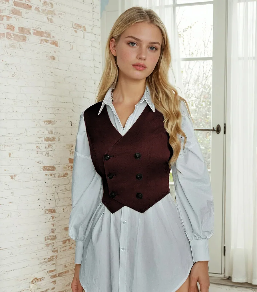 Lily Vest PDF sewing pattern: double-breasted cropped waistcoat, view 3 of 3