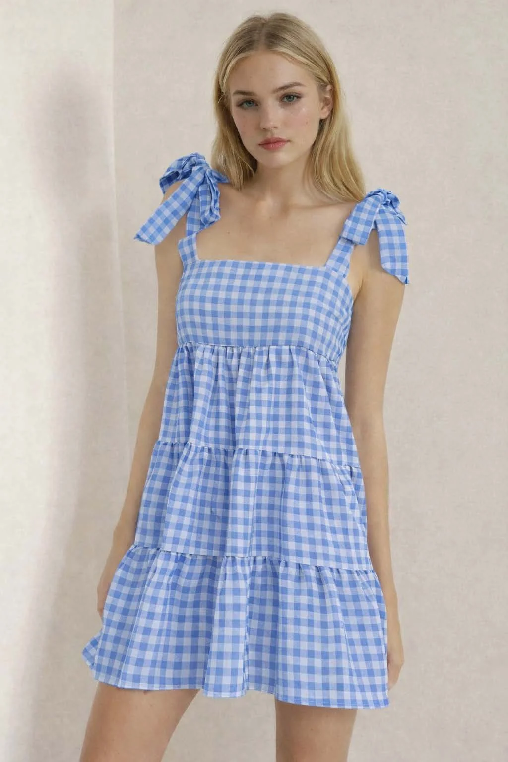 Lola Dress PDF sewing pattern: tie-shoulder tiered babydoll, back view