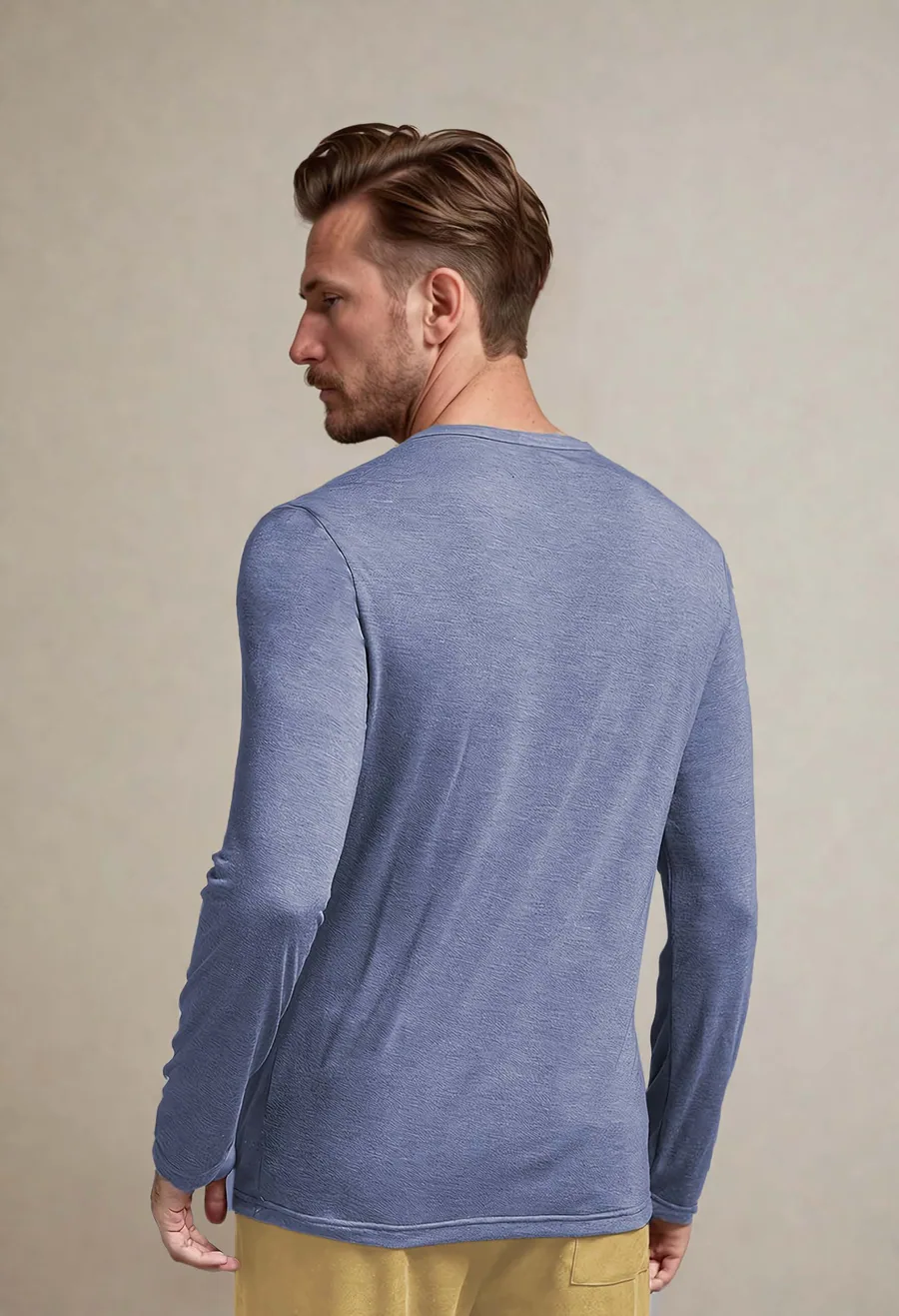 Long Sleeved Tee PDF sewing pattern: split-neck long-sleeved tee, back view
