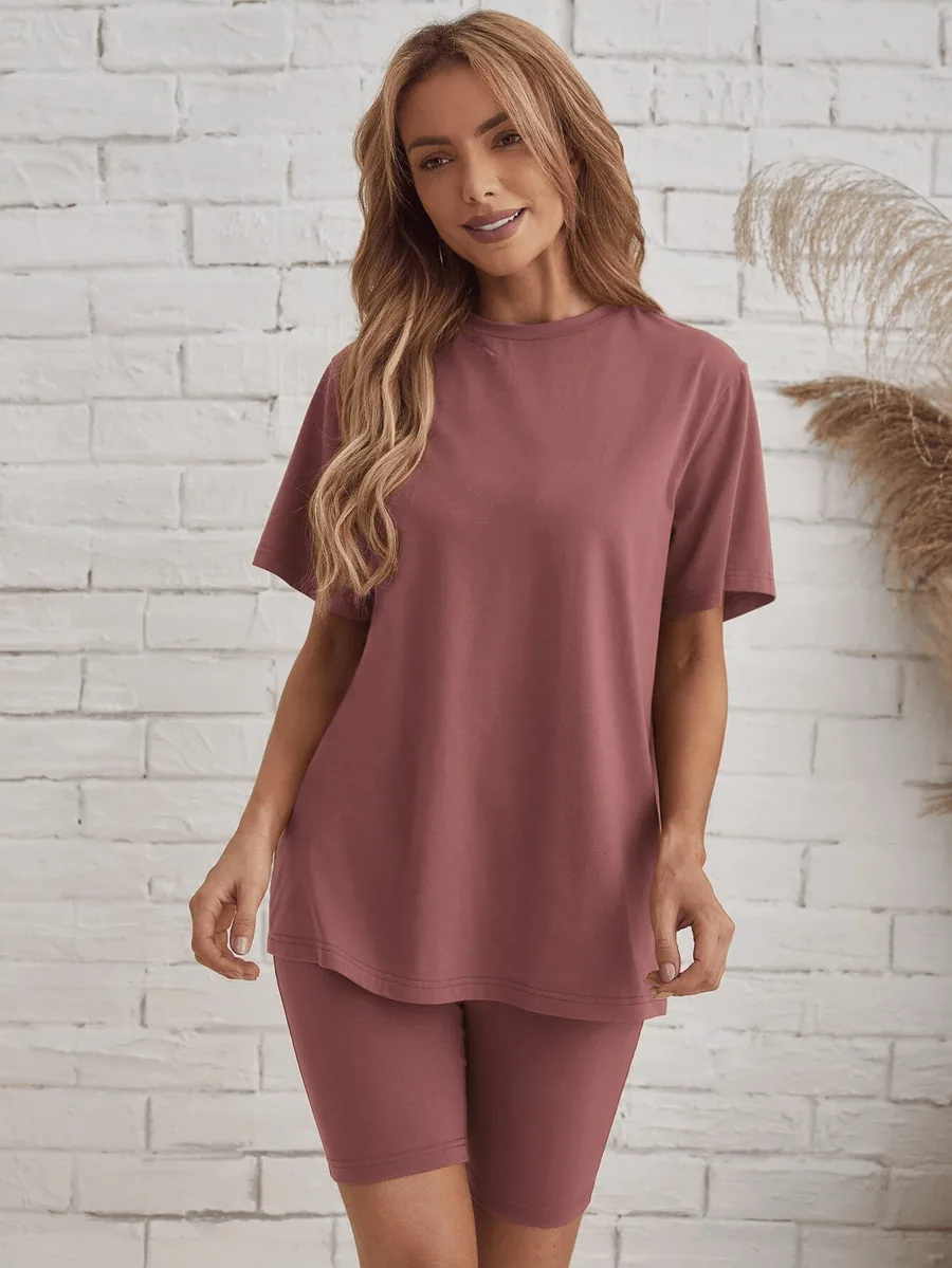 Lounge Set PDF sewing pattern: tee and cycling short set, view 3 of 3