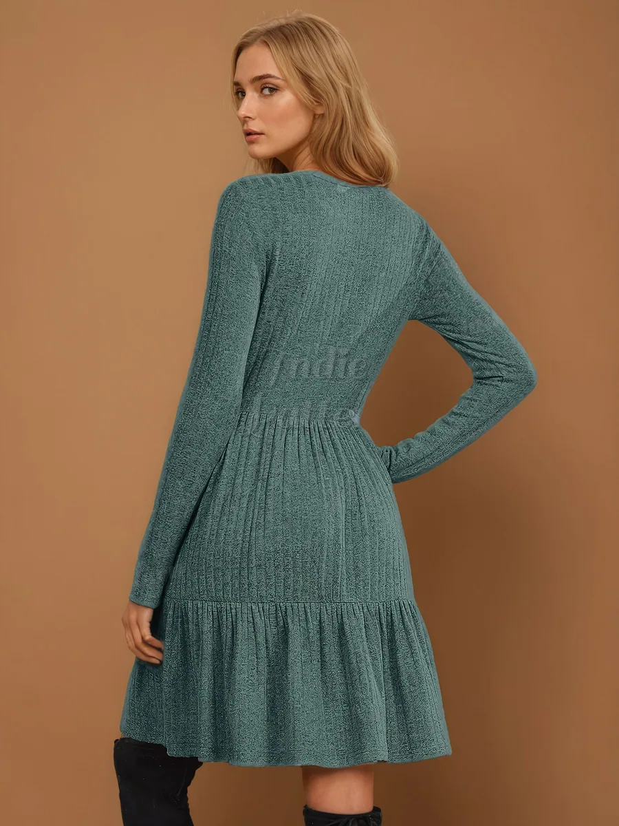 Luna Dress PDF sewing pattern: tiered knit day dress, view 3 of 3