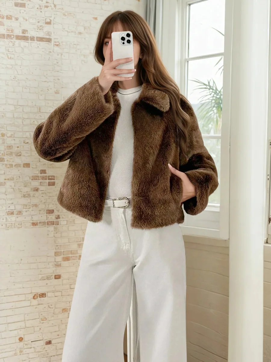 Mabel Jacket PDF sewing pattern: cropped faux fur jacket, view 3 of 3