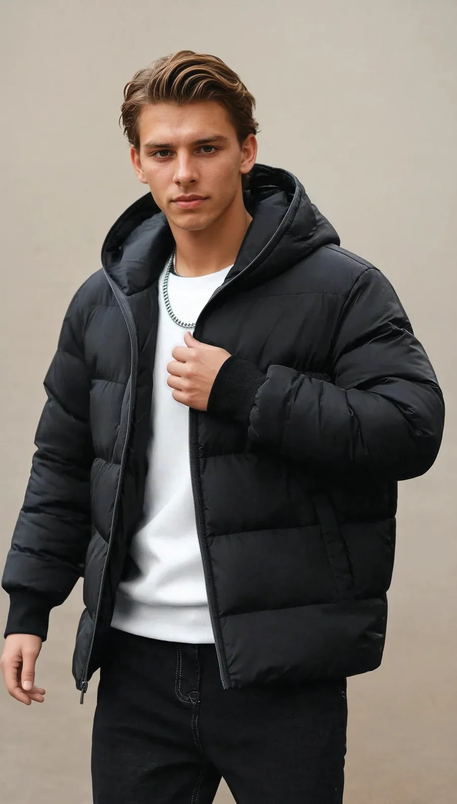 Men Puffer Jacket PDF sewing pattern: hooded puffer jacket, view 3 of 3